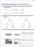 Decompose Numbers as Tens and Ones Worksheets