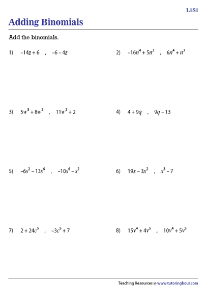 Adding Binomials