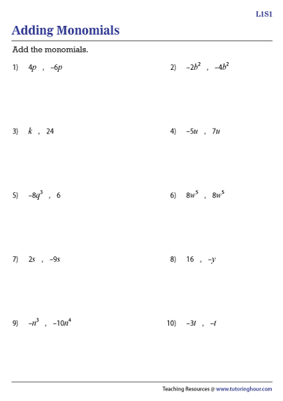 Adding Monomials