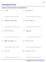 Standard Form of Polynomials