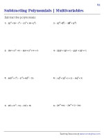 Subtracting Polynomials - Multivariables