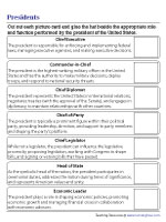 Roles and Functions of the President - Cut and Glue