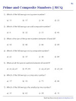 Prime and Composite Numbers MCQs | Worksheet #1