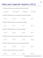 Prime and Composite Numbers MCQs | Worksheet #2