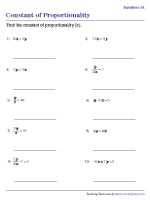 Constant of Proportionality - Equations