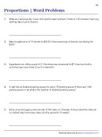 Proportions Word Problems Worksheets