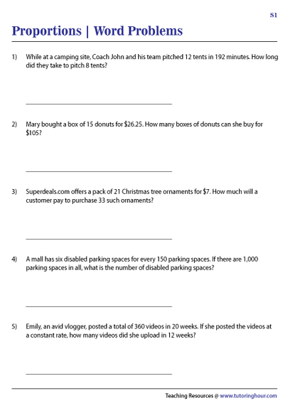 Proportions Word Problems