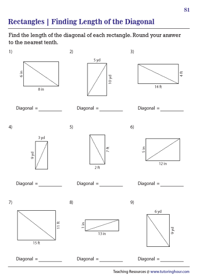 Finding the Length of the Diagonal of a Rectangle