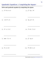 Quadratic Equations - Completing the Square