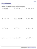 Finding the Discriminant - Moderate