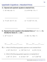Quadratic Equation Worksheets