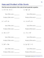 Identify the Sum and Product of the Roots