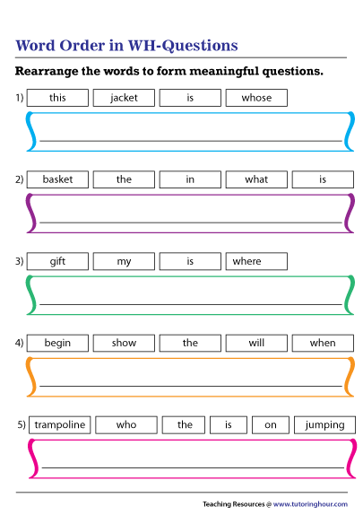 word order in wh questions worksheet