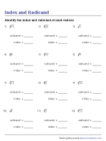 Identifying Radicand and Index