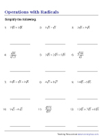 Radicals Worksheets