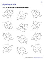 Coloring Leaves That Contain Rhyming Words