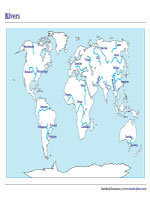 Major Rivers of the World on a Map
