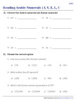 Reading Arabic Numerals - I, V, X, L, C