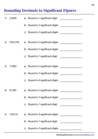rounding to significant figures worksheets