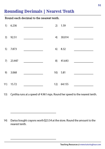 Rounding Decimals to the Nearest Tenth