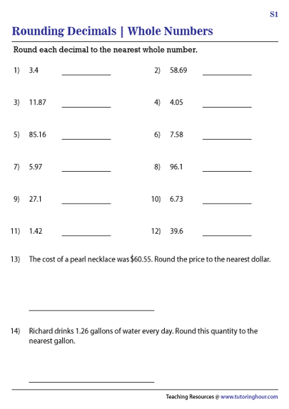 Rounding Decimals to the Nearest Whole Number