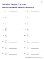 Rounding Fractions Worksheets