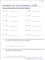 Rounding 3-Digit Numbers to the Nearest Hundred Worksheets