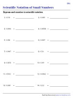 physics worksheet scientific notation Scientific Notation of Small Numbers Worksheets