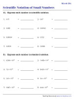 Converting between Standard Notation and Scientific Notation - Easy