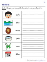 silent e worksheets