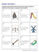 Simple Machines Vocabulary | Cut and Glue