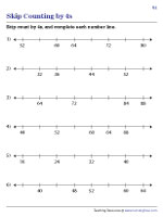 Skip Counting by 4s on a Number Line | Worksheet #1
