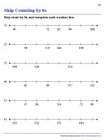 Skip Counting by 9s on a Number Line | Worksheet #1