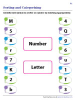 Sorting Symbols into Letters and Numbers