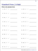 Writing 2-Digit Numbers in Standard Form Worksheets