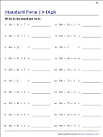 Writing 3-Digit Numbers in Standard Form Worksheets