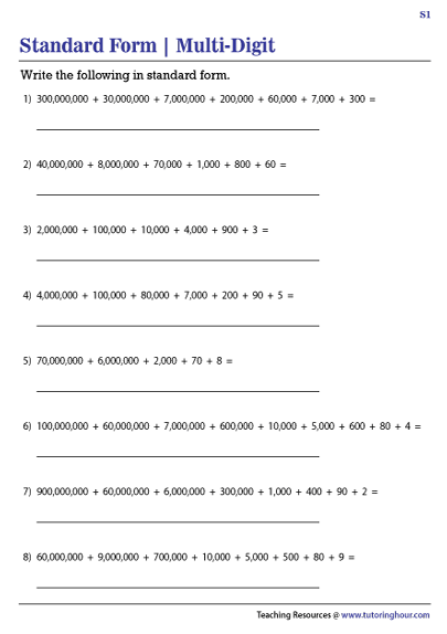 Writing Multi-Digit Numbers in Standard Form