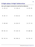 Line Up Subtraction - 3-Digit and 2-Digit