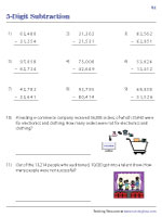 5-Digit Subtraction Worksheets