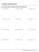 Line Up and Subtract - 4-Digit Numbers