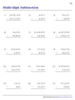 Multi-digit Subtraction - Standard