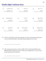 Multi-digit Subtraction Worksheets