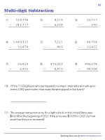 Multi-digit Subtraction - With Word Problems