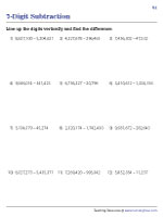 Line Up and Subtract - 7-Digit Subtraction