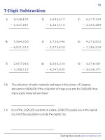 7-Digit Subtraction - With Word Problems