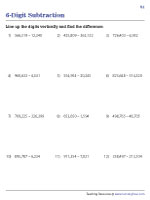 Line Up and Subtract - 6-Digit Subtraction