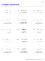 6-Digit Subtraction - Standard