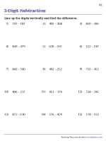 Line Up Subtraction