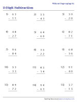 2-Digit Subtraction Worksheets