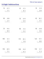 Subtracting 2-Digit Numbers - No Regrouping